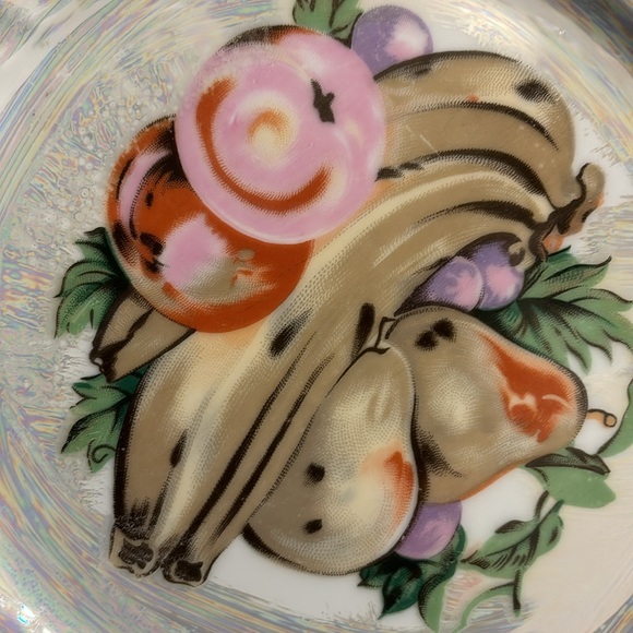 Vintage Iridescent Decorative Japanese Painted With Fruits Plate - Picture 6 of 9